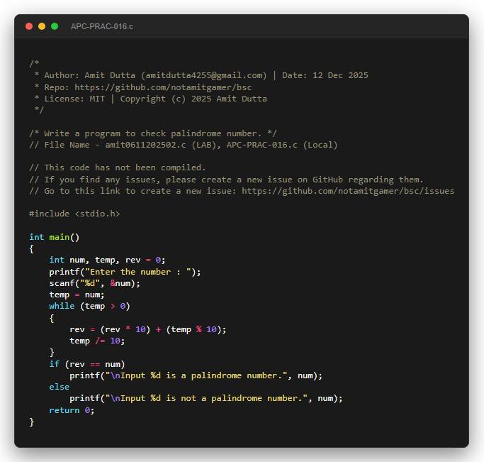 Write a program to check palindrome number.